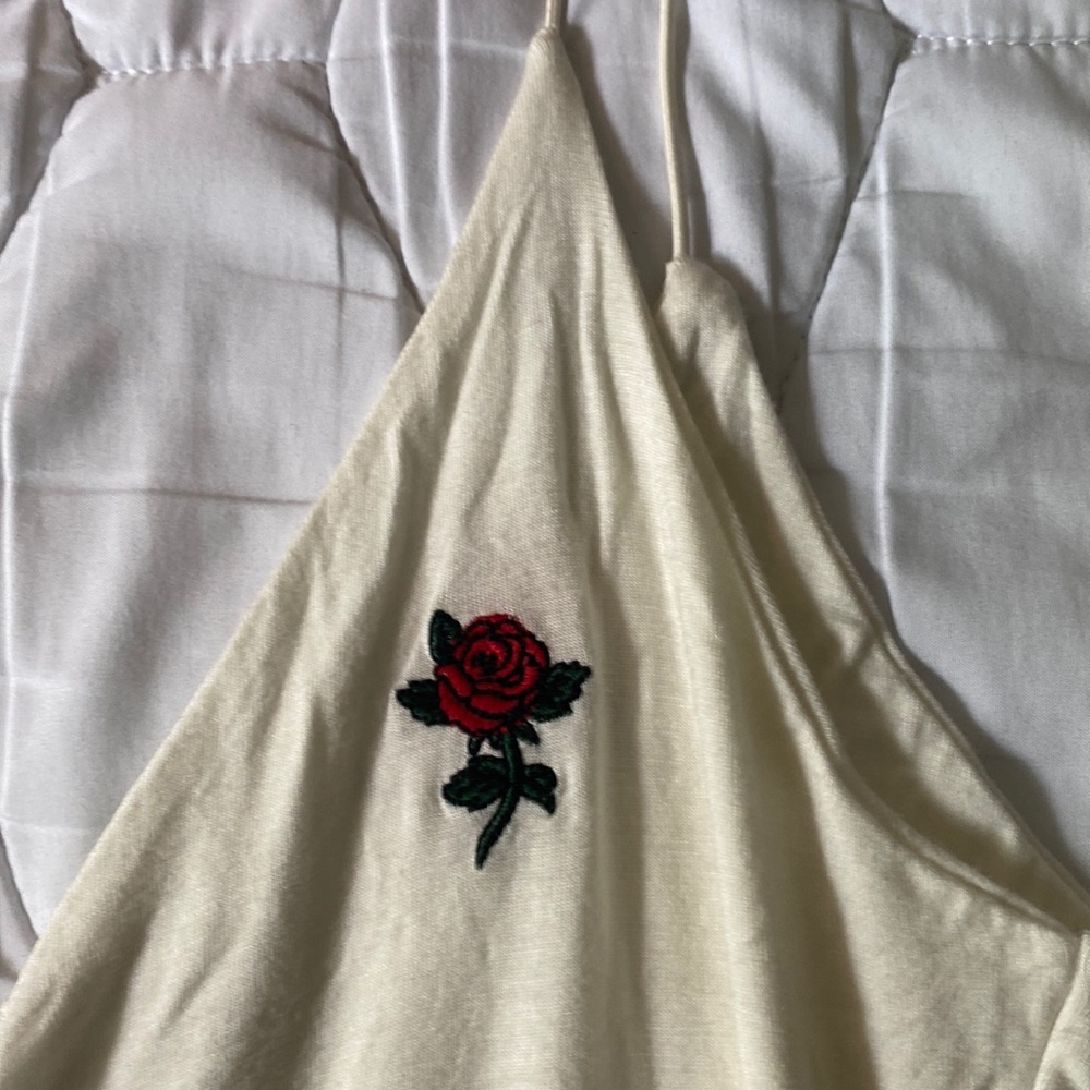 Soft White Spaghetti Strap One piece with Rose